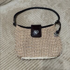 Brighton Blanche Straw & Leather Bag
